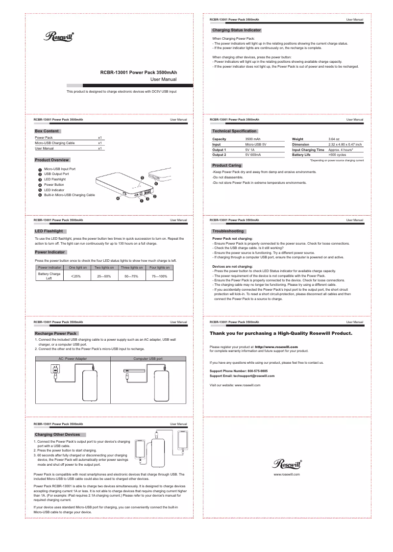 Page 1 de la notice Manuel utilisateur Rosewill RCBR-13001