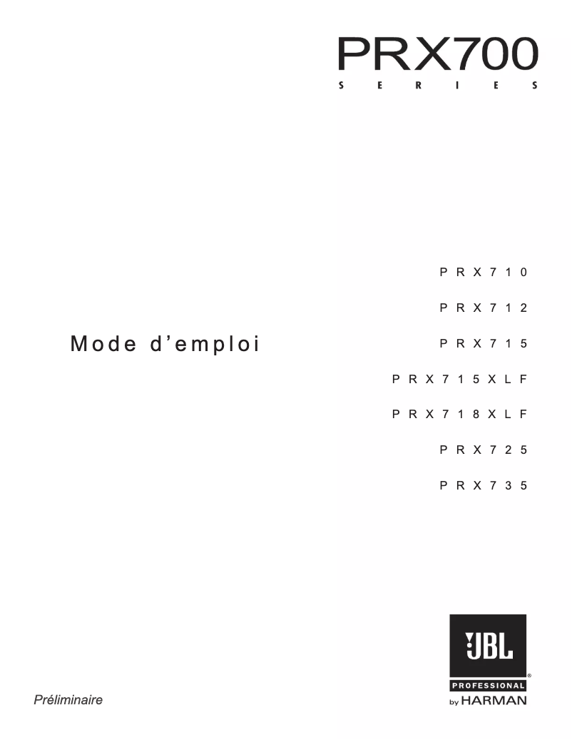 Page n°1 - Manuel utilisateur JBL PRX735