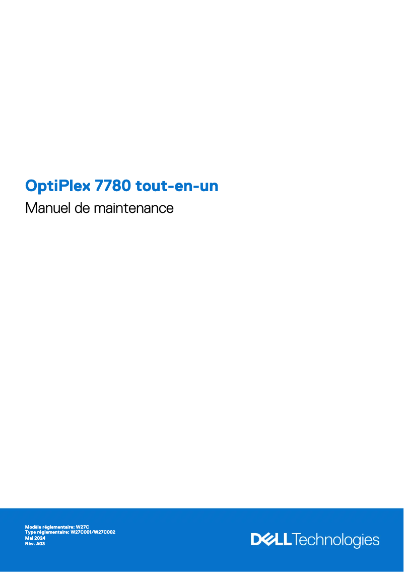 Page 1 de la notice Manuel utilisateur Dell OptiPlex 7780