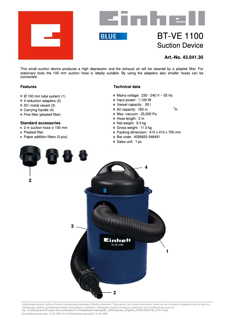 Image de la première page du manuel de l'appareil BT-VE 1100