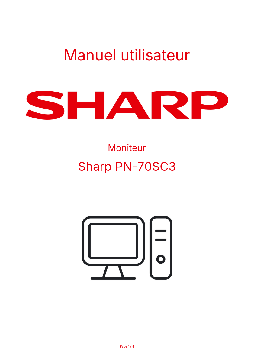 Page n°1 - Manuel utilisateur Sharp PN-70SC3