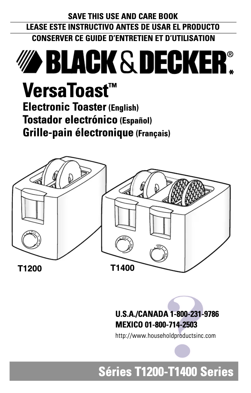 Page 1 de la notice Manuel utilisateur Black & Decker VersaToast T1400
