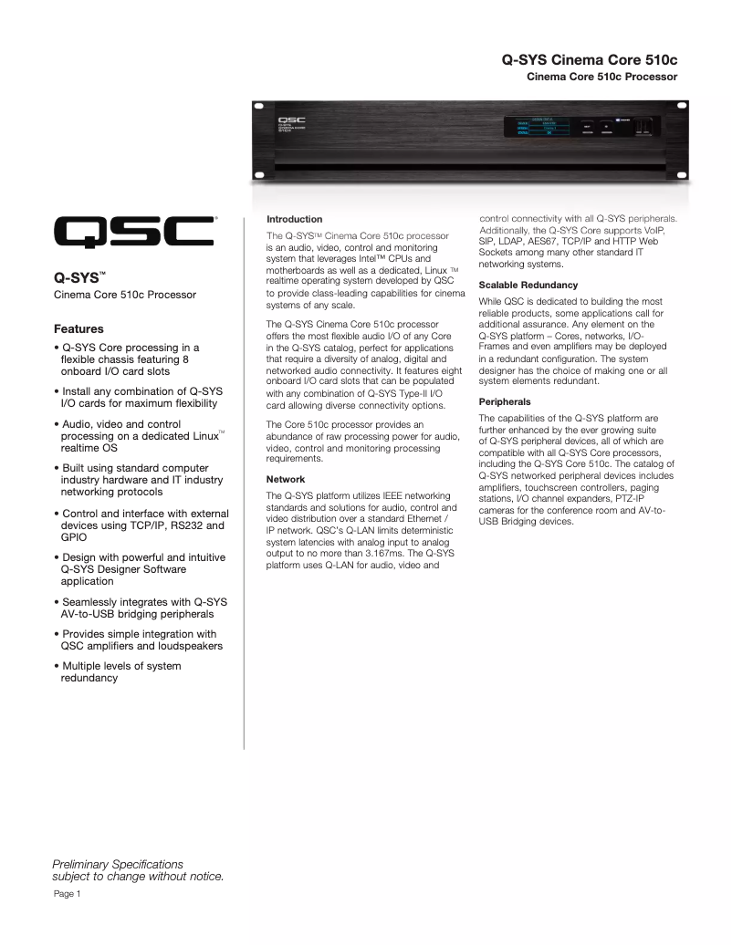 Image de la première page du manuel de l'appareil Cinema Core 510c