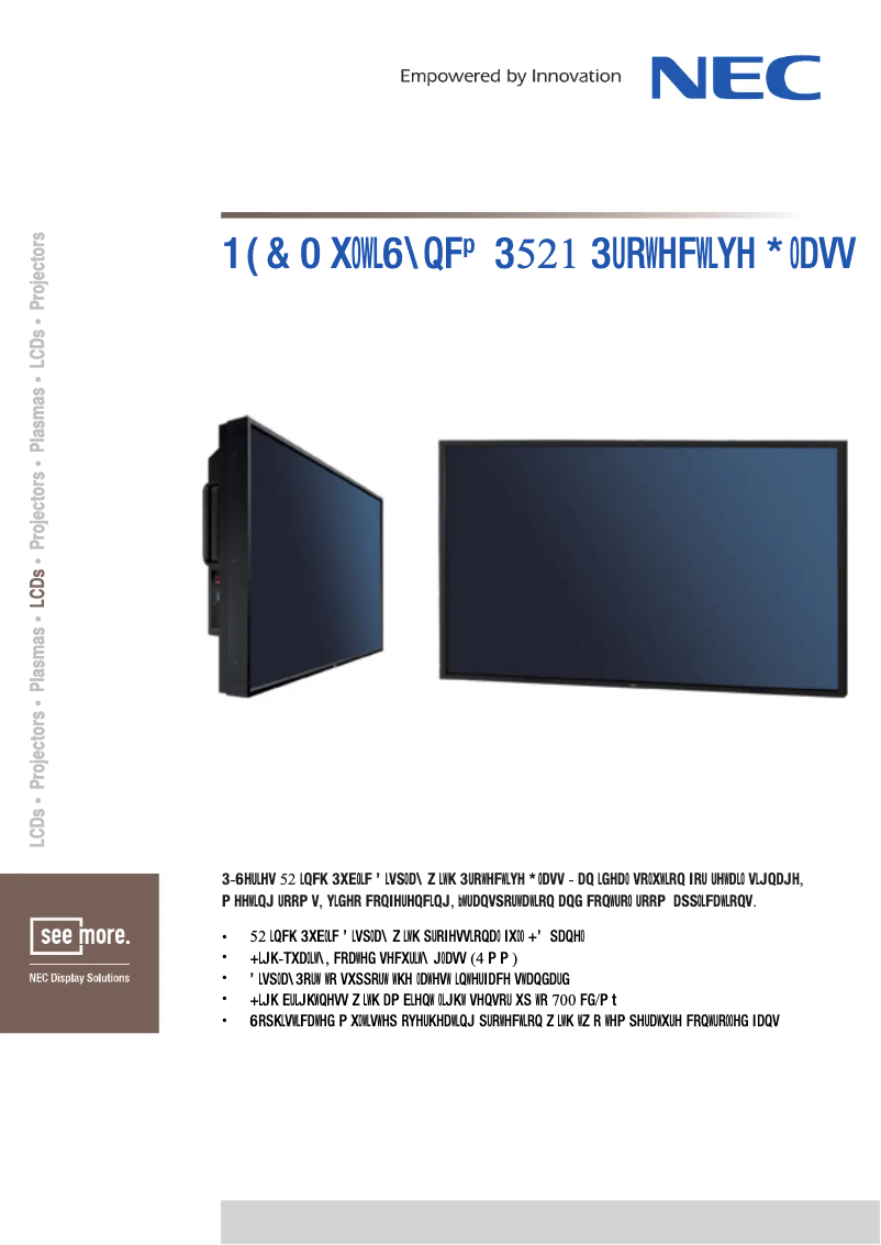 Page 1 de la notice Fiche technique NEC MultiSync P521
