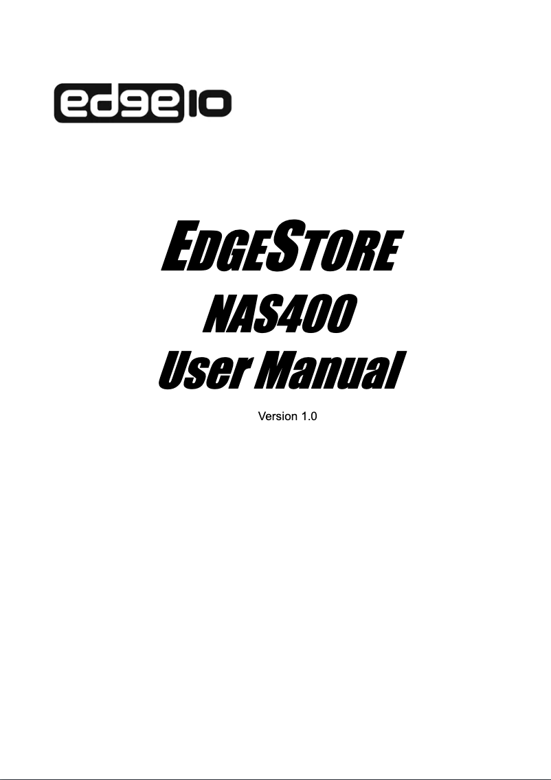 Page n°1 - Manuel utilisateur Edge10 NAS400