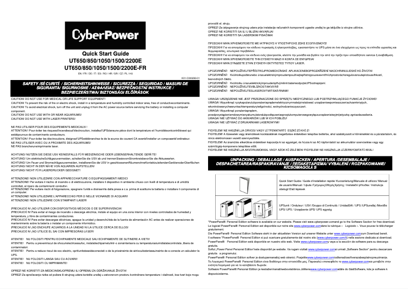 Page 1 de la notice Manuel utilisateur CyberPower UT1050E