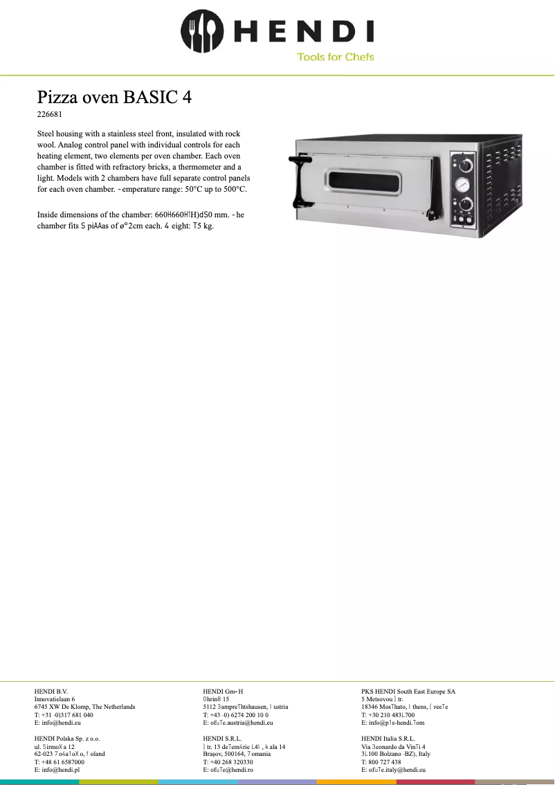 Page n°1 - Fiche technique Hendi 226681