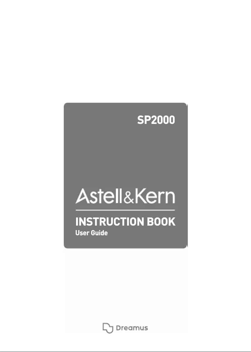 Page 1 de la notice Manuel utilisateur Astell&Kern A&ultima SP2000