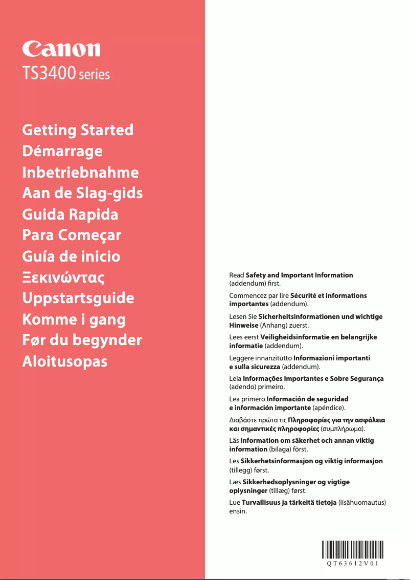 Page 1 de la notice Manuel utilisateur Canon PIXMA TS3452