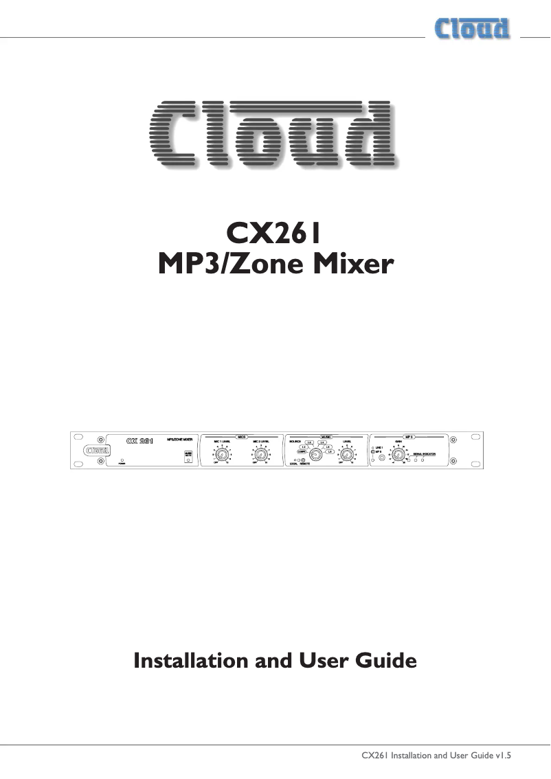 Page n°1 - Manuel utilisateur Cloud CX261