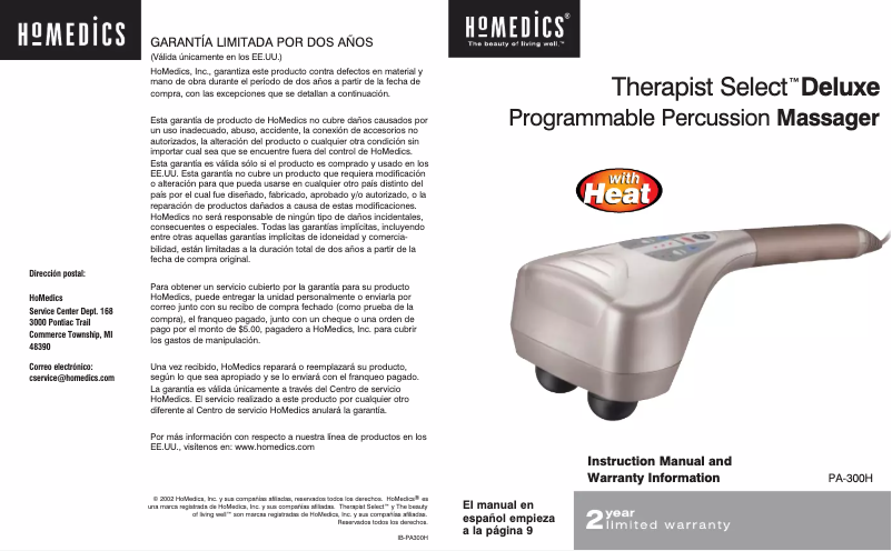 Page n°1 - Manuel utilisateur Homedics PA-300H