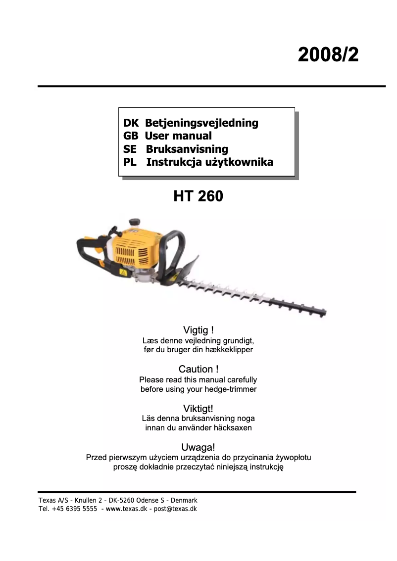 Page 1 de la notice Manuel utilisateur Texas HT 260