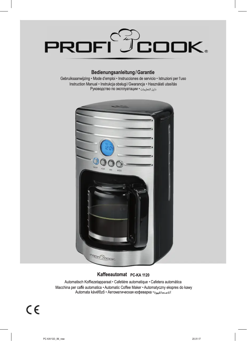 Page 1 de la notice Manuel utilisateur ProfiCook PC-KA 1120
