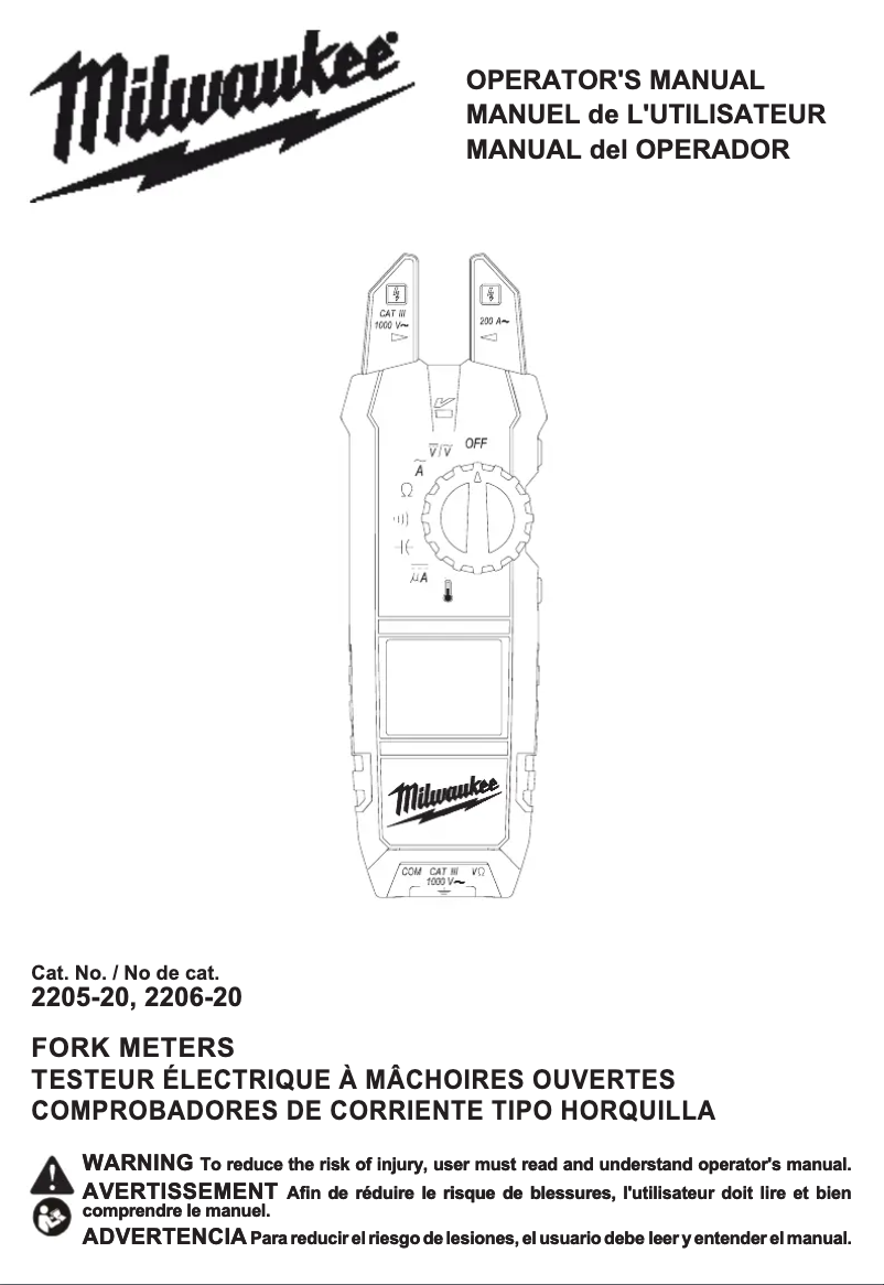 Page n°1 - Manuel utilisateur Milwaukee 2205-20