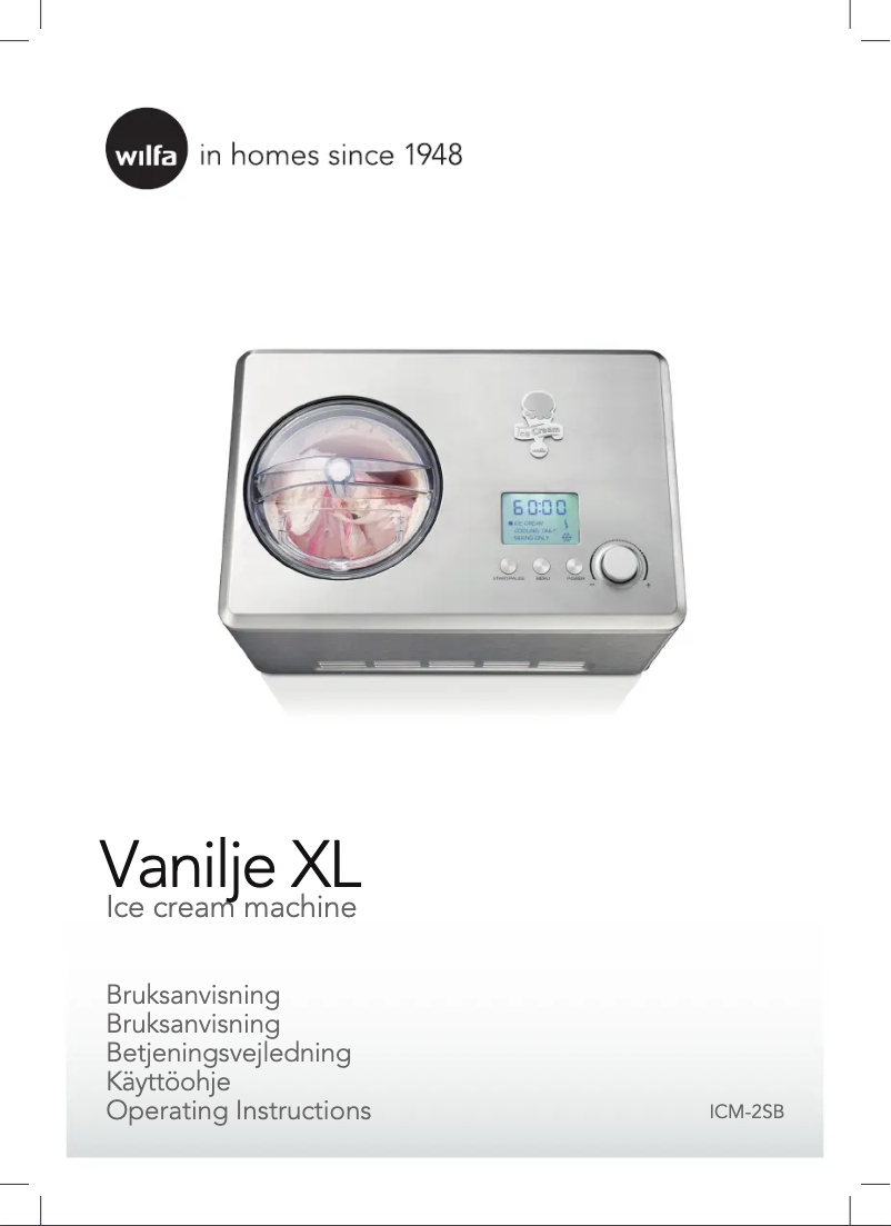 Page 1 de la notice Manuel utilisateur Wilfa Vanilje XL ICM-2SB