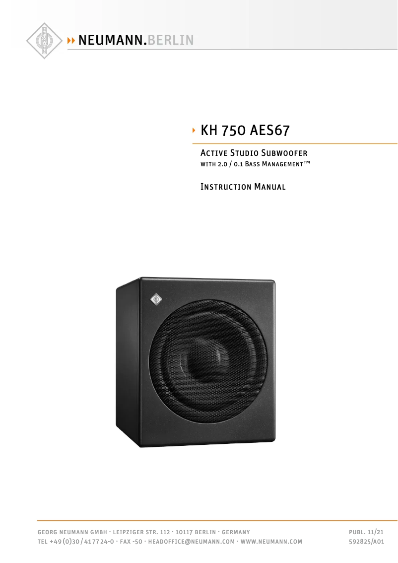 Page 1 de la notice Manuel utilisateur Neumann KH 750