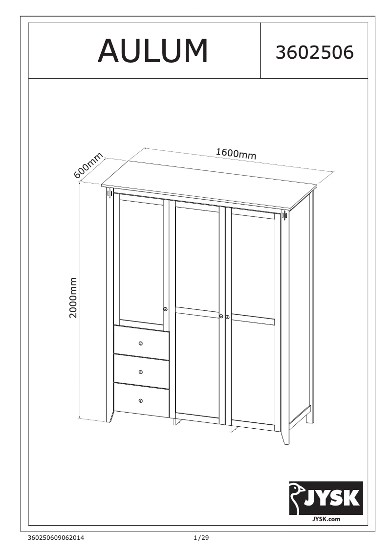 Página 1 del manual Manual de usuario JYSK Aulum (160x200x60)