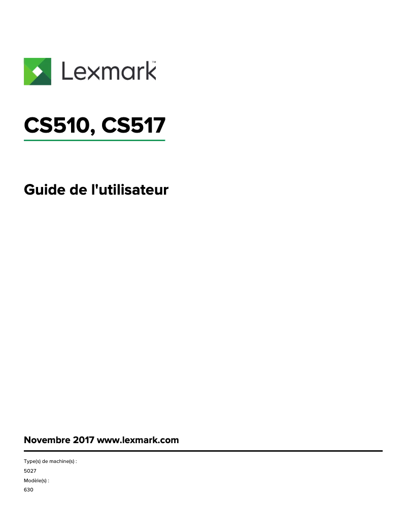 Page 1 de la notice Manuel utilisateur Lexmark CS510