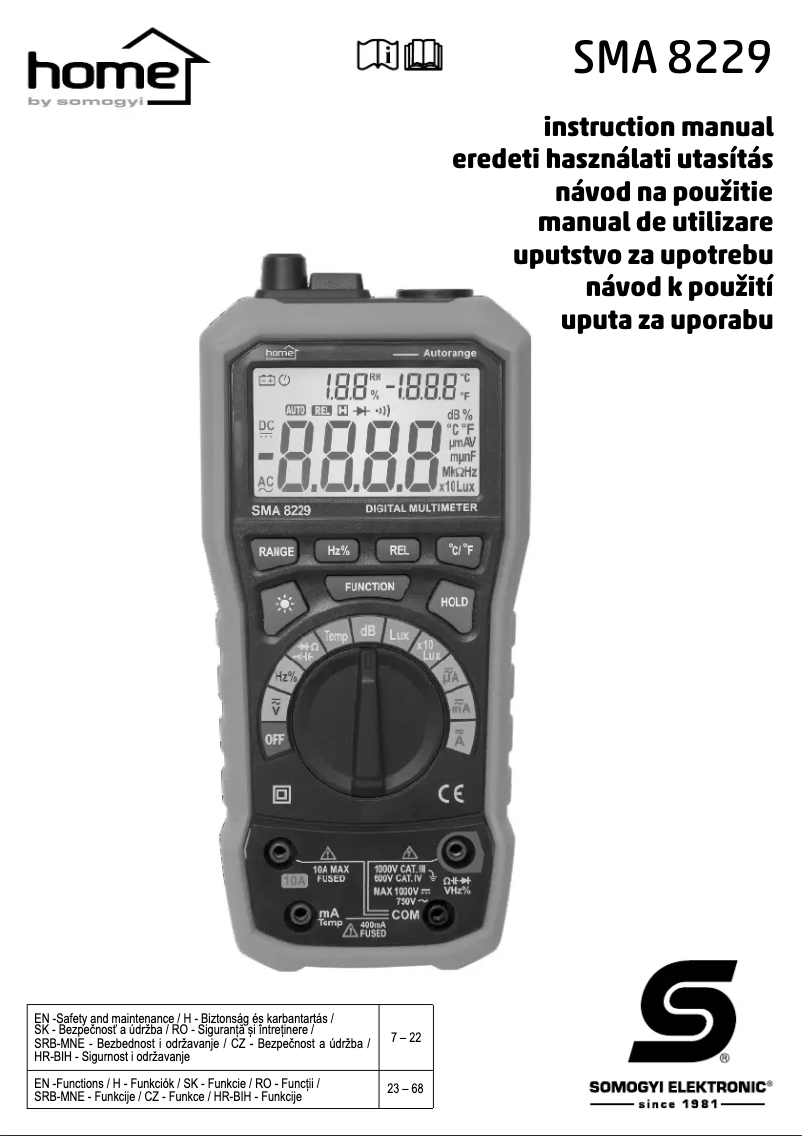 Page n°1 - Manuel utilisateur Somogyi SMA 8229