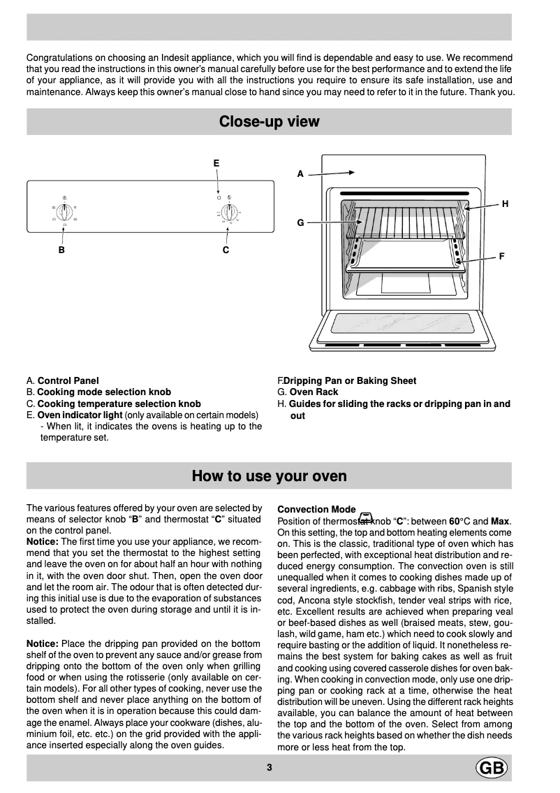 Page n°1 - Manuel utilisateur Indesit FE 10 K.C (WH) GB
