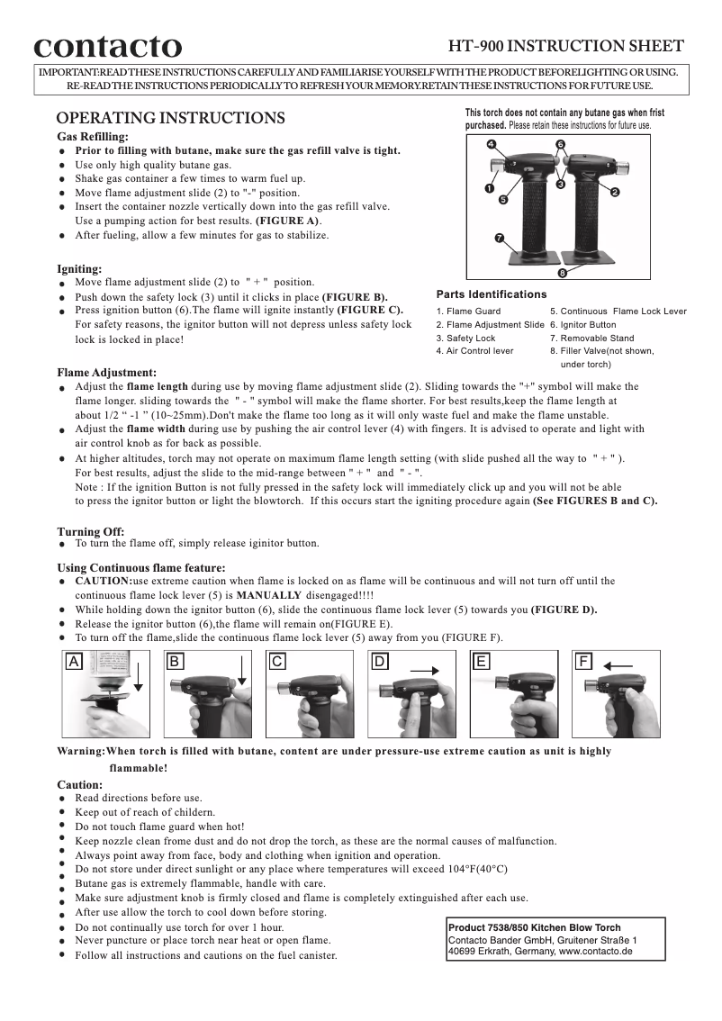 Page 1 de la notice Manuel utilisateur Contacto HT-900