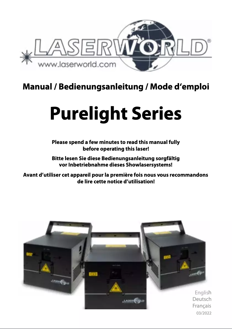 Page 1 de la notice Manuel utilisateur Laserworld PL-5000RGB MK2