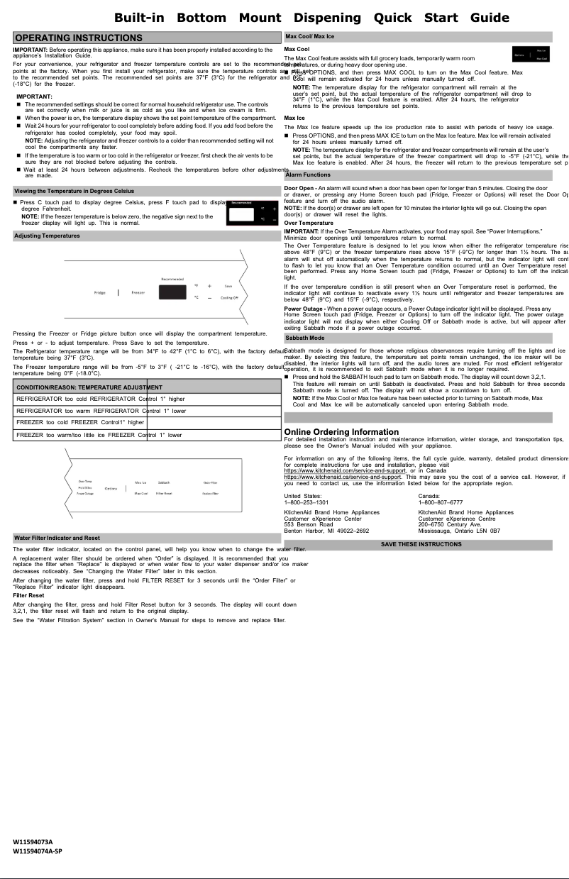 Page n°1 - Guide de démarrage rapide KitchenAid KBFN502EPA