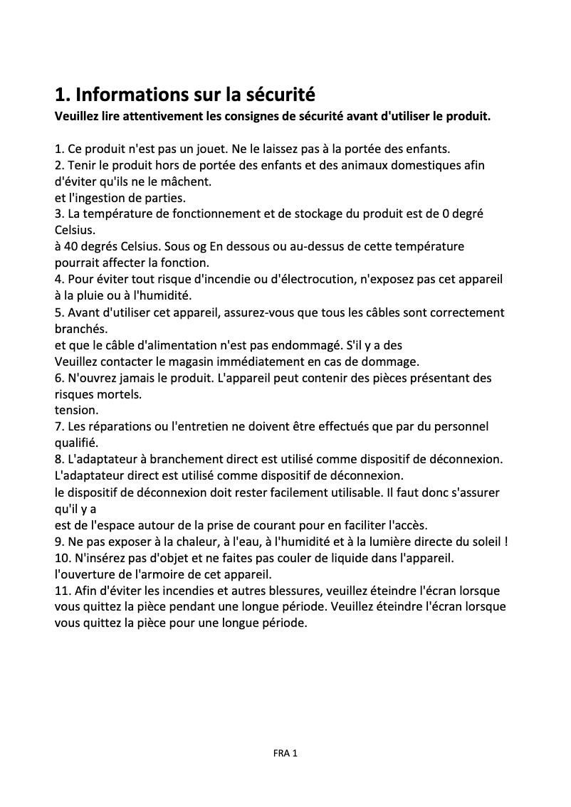 Page n°1 - Manuel utilisateur Denver MLE-2705