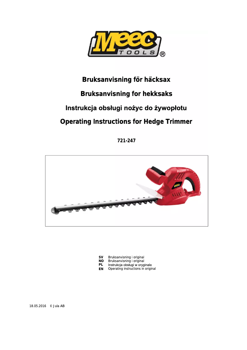 Image de la première page du manuel de l'appareil 721-247