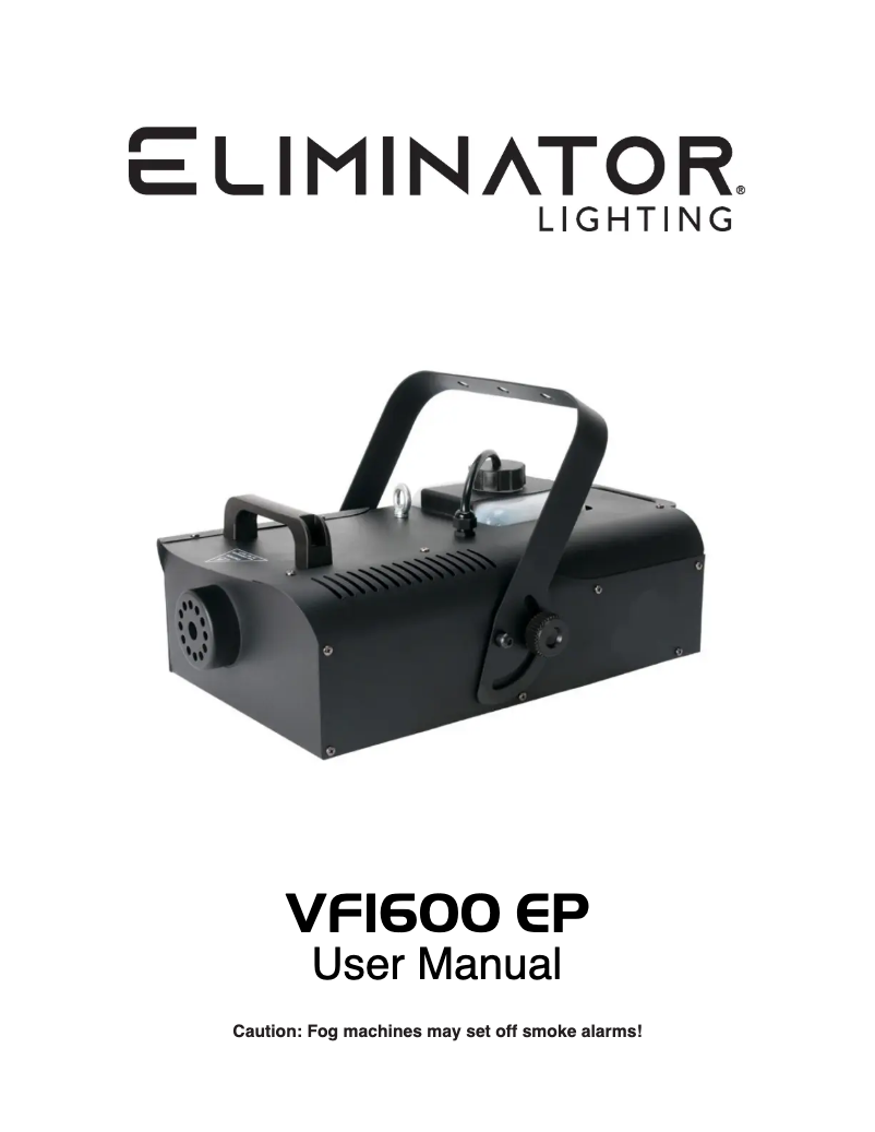 Page n°1 - Manuel utilisateur Eliminator Lighting VF1600 EP