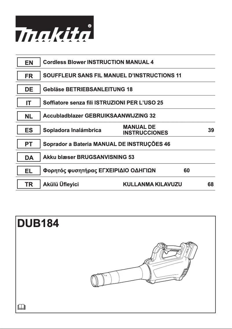 Page 1 de la notice Manuel utilisateur Makita DUB184RF