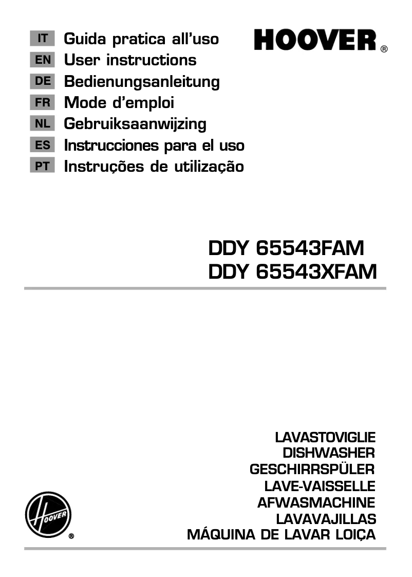 Page 1 de la notice Manuel utilisateur Hoover DDY 65543 XFAM
