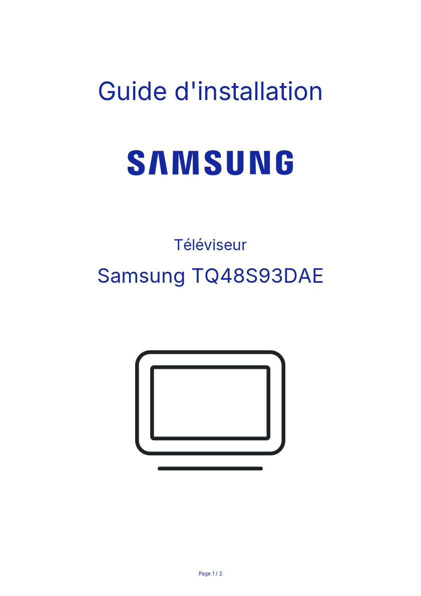 Page n°1 - Guide d'installation Samsung TQ48S93DAE