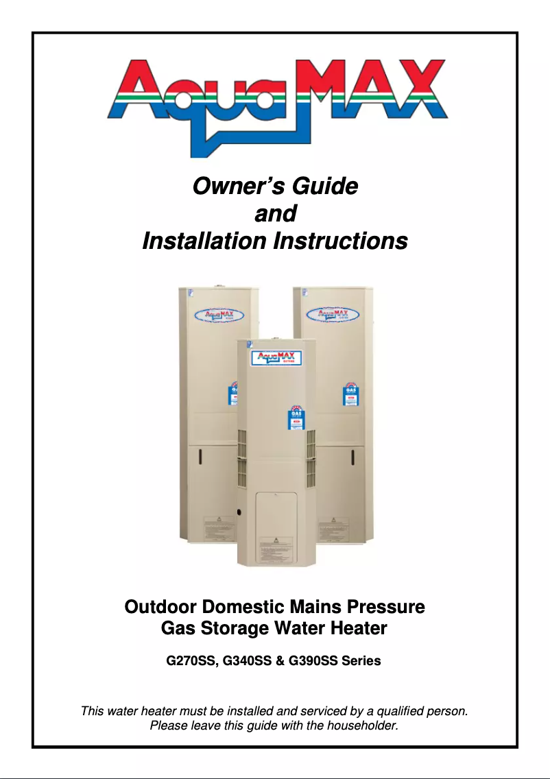 Page 1 de la notice Manuel utilisateur AquaMAX G340SS