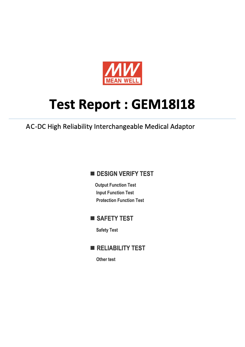 Page 1 de la notice Fiche technique Mean Well GEM18I18-P1J
