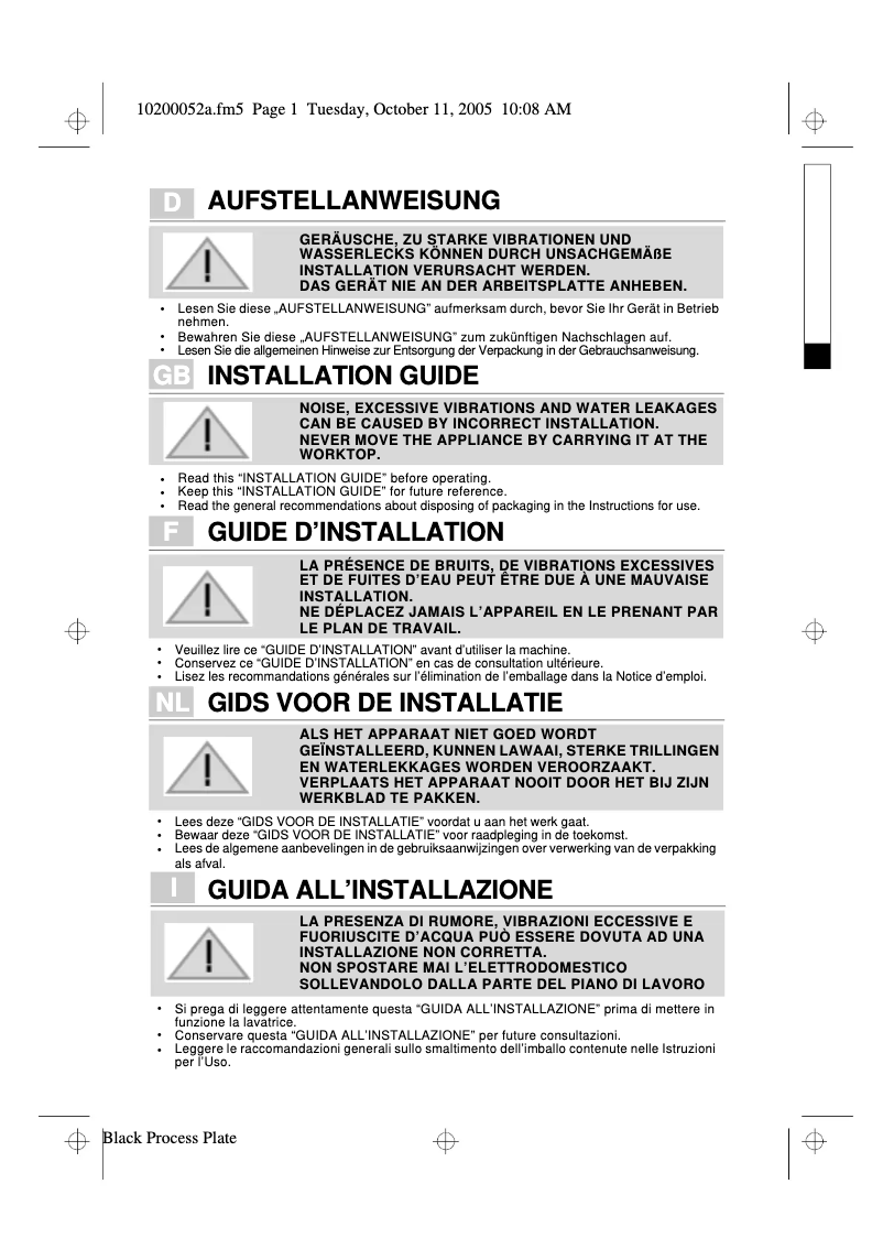Page n°1 - Manuel utilisateur Whirlpool Grand Prix 1600