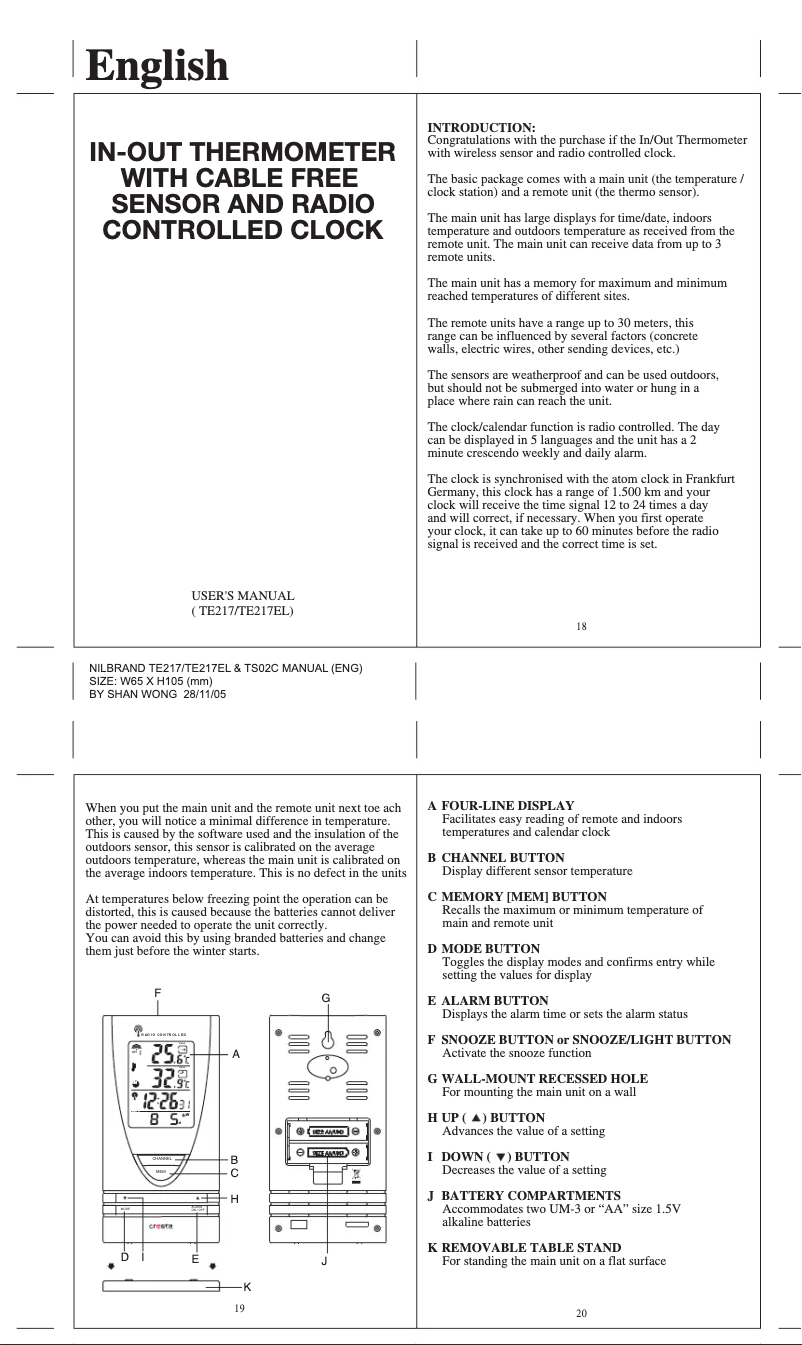 Página 1 del manual Manual de usuario Cresta WX171