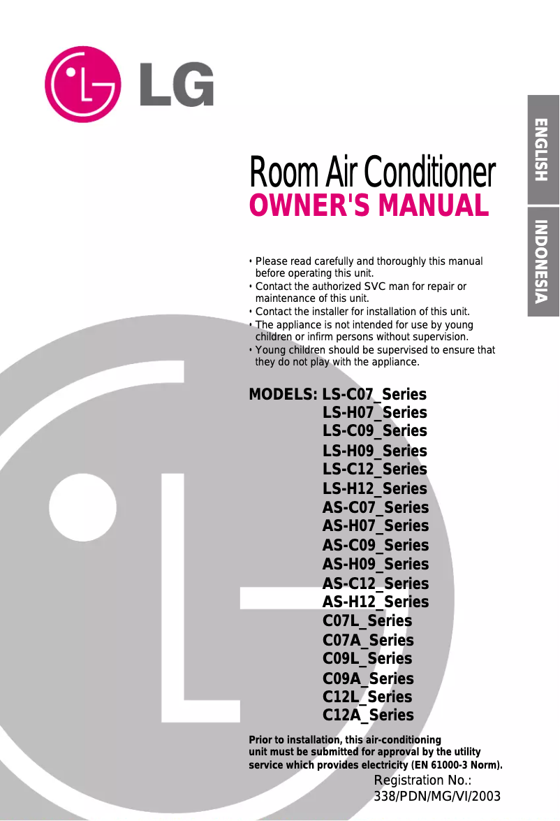 Página 1 del manual Manual de usuario LG LSUC076ZMC0