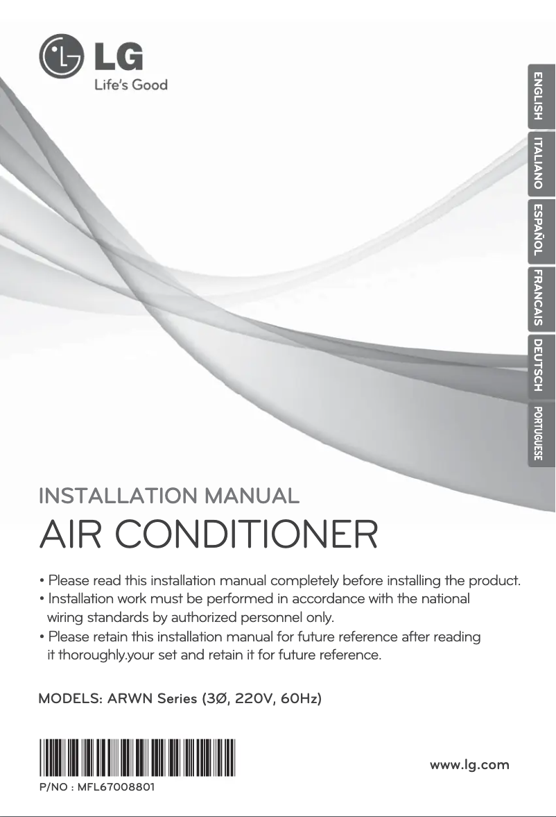 Page 1 de la notice Manuel utilisateur LG ARWN160BA2