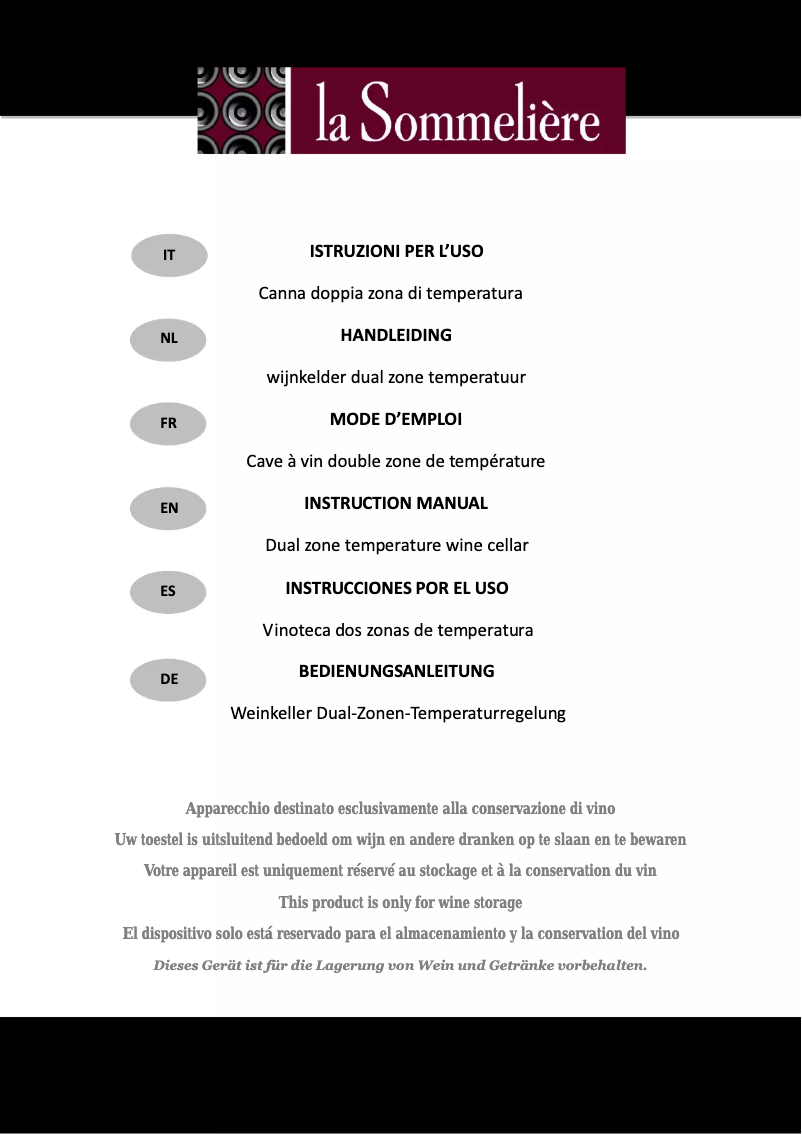 Page 1 de la notice Manuel utilisateur La Sommelière ECS70