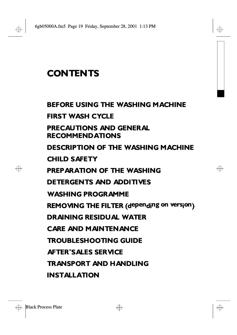 Page 1 de la notice Manuel utilisateur Whirlpool FL 856