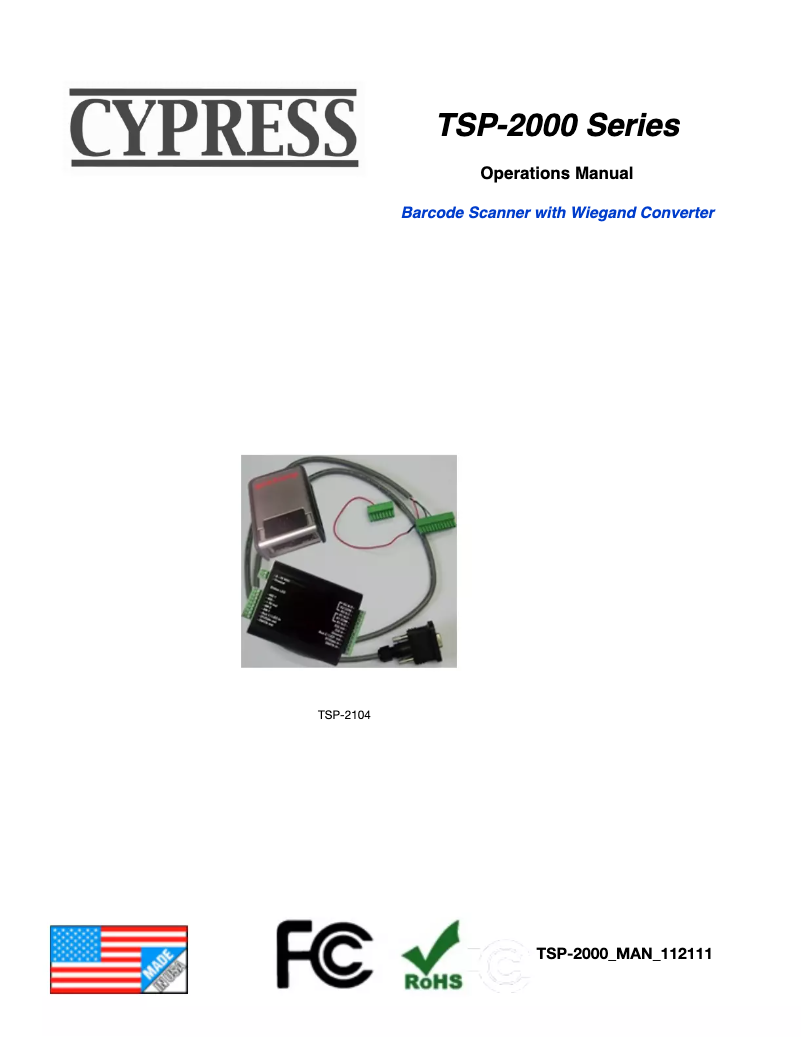 Page n°1 - Manuel utilisateur Cypress TSP-2104