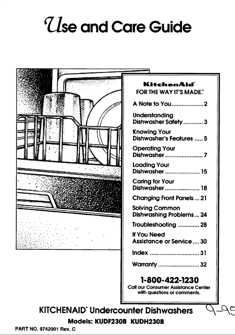 Page 1 de la notice Manuel utilisateur KitchenAid KUDH230BWH0