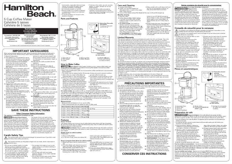 Page n°1 - Manuel utilisateur Hamilton Beach 46110