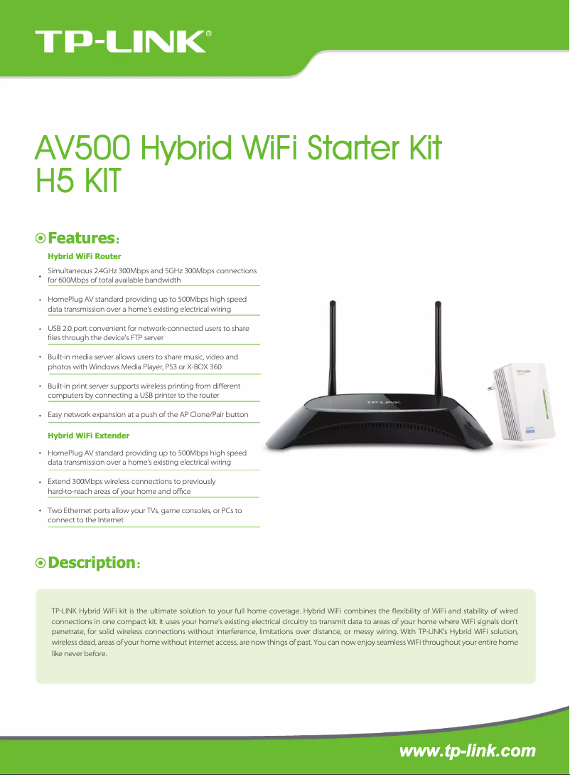 Página 1 del manual Ficha técnica TP-Link H5 KIT