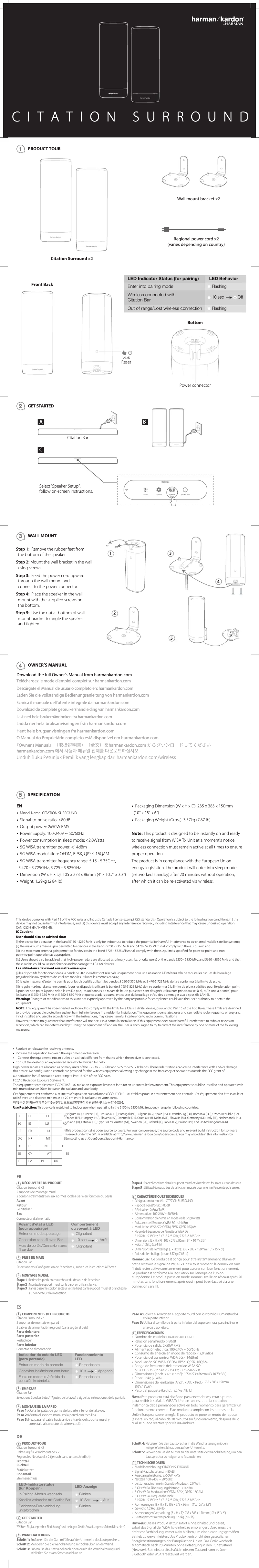 Página 1 del manual Guía de inicio rápido Harman Kardon Citation Surround