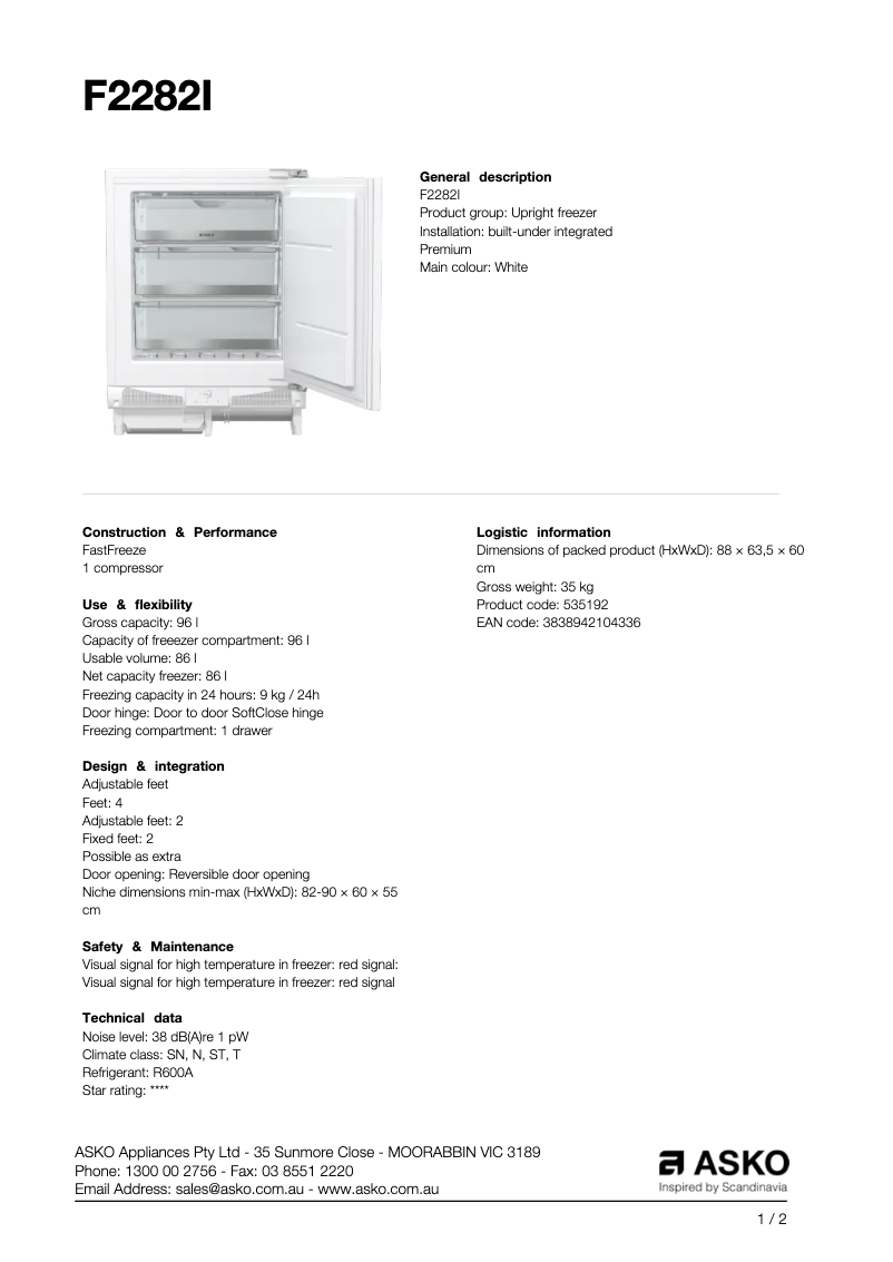 Image de la première page du manuel de l'appareil F2282I