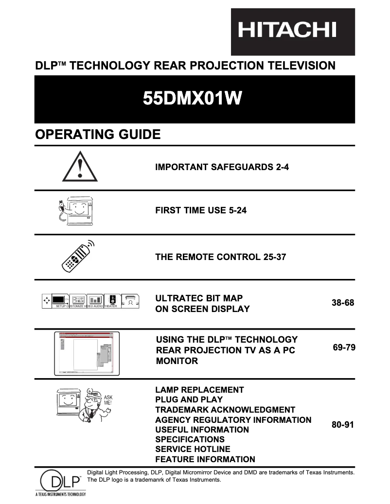 Page n°1 - Manuel utilisateur Hitachi 55DMX01W