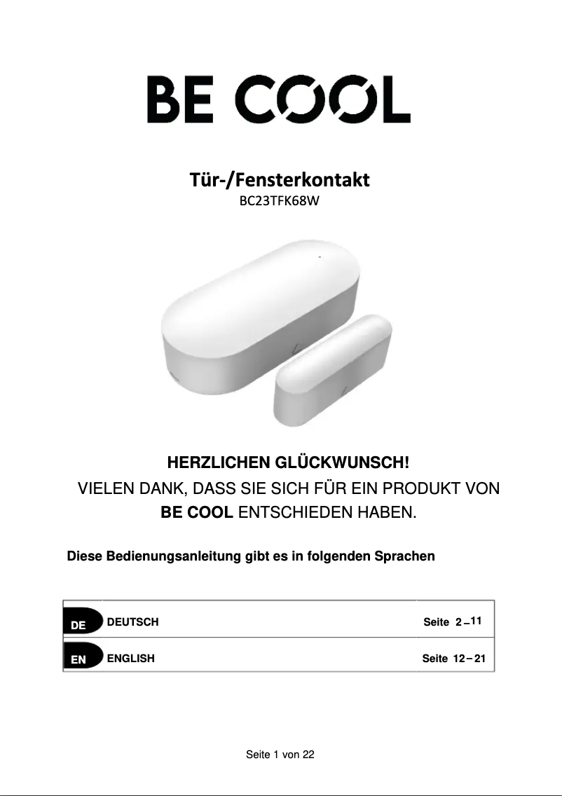 Page 1 de la notice Manuel utilisateur Be Cool BC23TFK68W