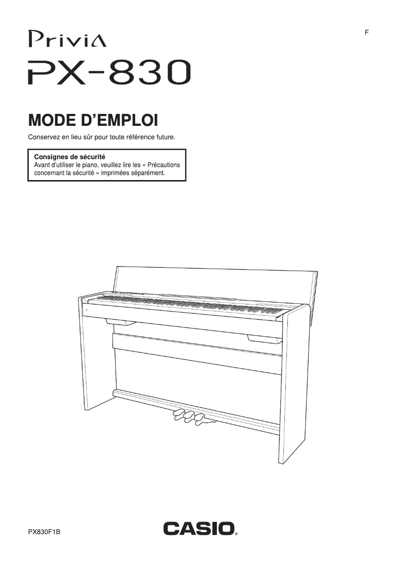 Image de la première page du manuel de l'appareil PX-830